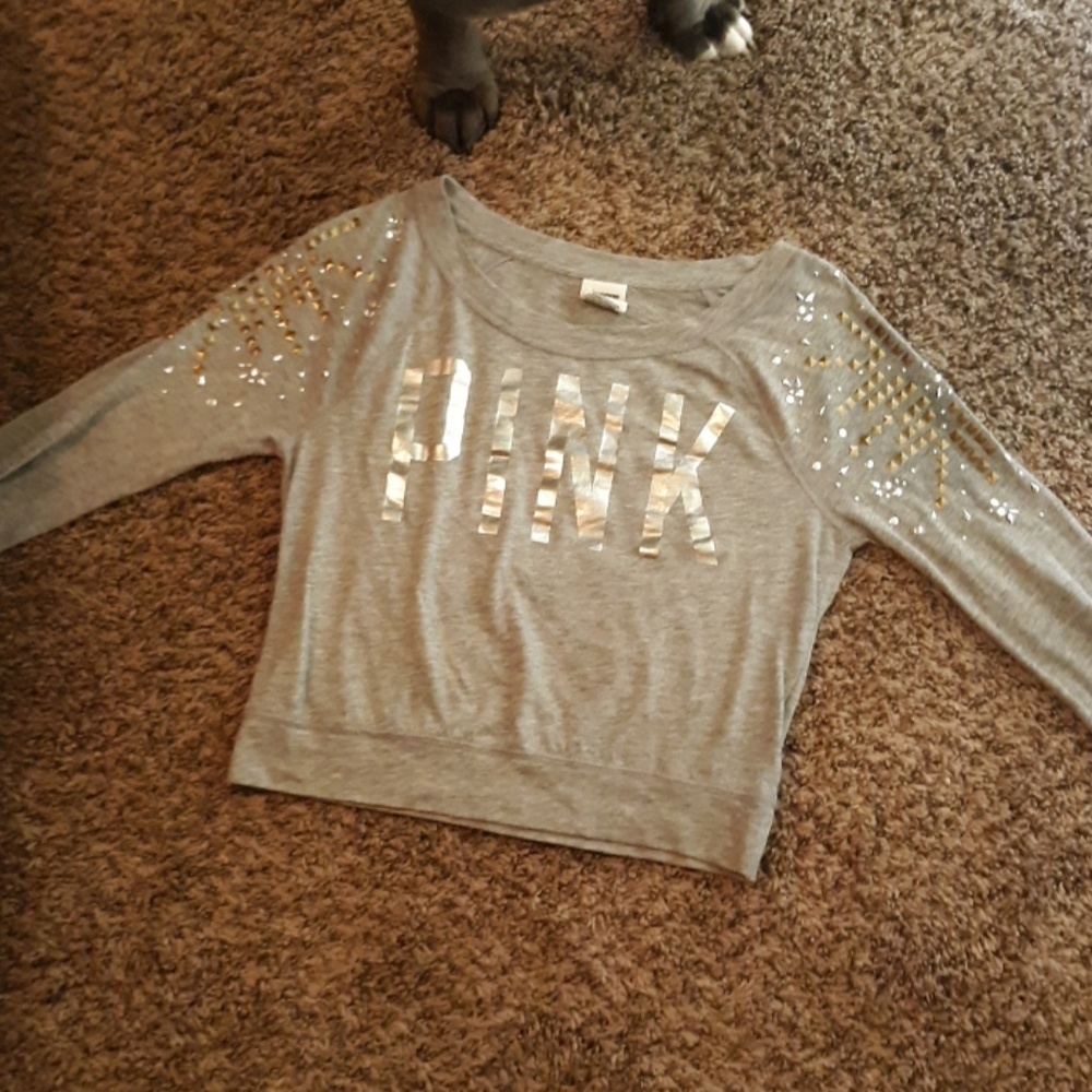 Pink long sleeve crop top xs